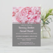 Modern Pink Peony Wedding Invitation Kaart (Staand voorkant)