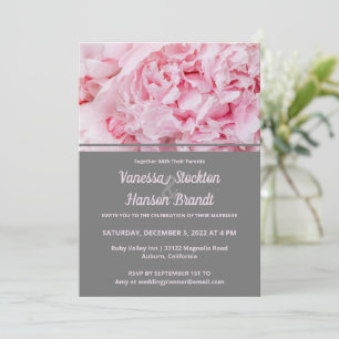 Modern Pink Peony Wedding Invitation Kaart
