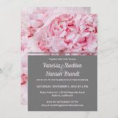 Modern Pink Peony Wedding Invitation Kaart (Voorkant / Achterkant)