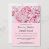 Modern Pink Peony Wedding Invitation Kaart (Voorkant)