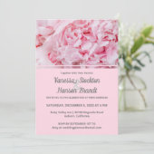 Modern Pink Peony Wedding Invitation Kaart (Staand voorkant)