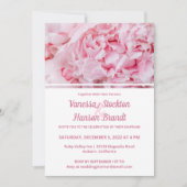 Modern Pink Peony Wedding Invitation Kaart (Voorkant)