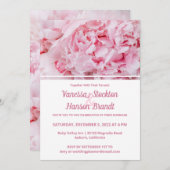 Modern Pink Peony Wedding Invitation Kaart (Voorkant / Achterkant)