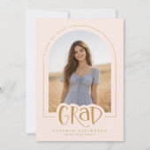 Modern Pink Photo Graduation Party Announcement Kaart (Voorkant)