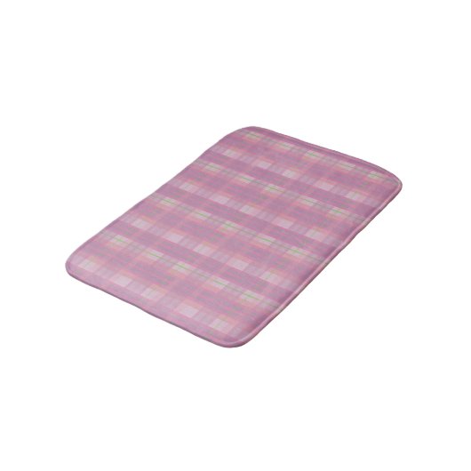 Modern Pink Plaid Bath Mat (Gekanteld)