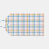 Modern Pink Plaid Check Christmas Gift Tag Cadeaulabel (Achterkant Horizontaal)