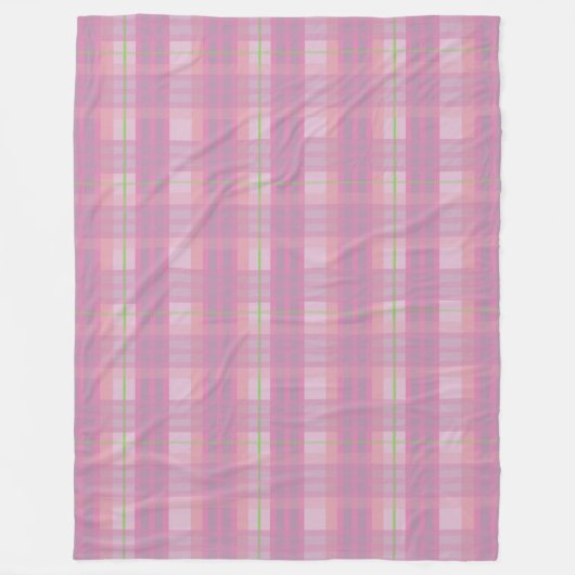 Modern Pink Plaid Fleece Blanket (Voorkant)