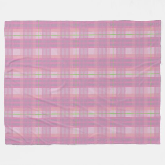Modern Pink Plaid Fleece Blanket (Voorkant (Horizontaal))
