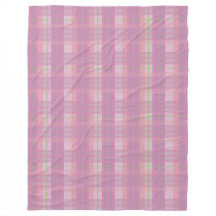 Modern Pink Plaid Fleece Blanket