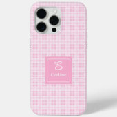 Modern Pink Plaid iPhone Case Chic Custom Name (Achterkant)