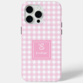 Modern Pink Plaid iPhone Case – Clear Name Accent (Achterkant)