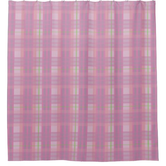 Modern Pink Plaid Shower Curtain Douchegordijn (Voorkant)