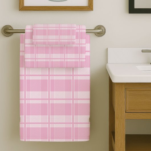 Modern Pink Plaid Towels Subtle and Stylish Touch Bad Handdoek
