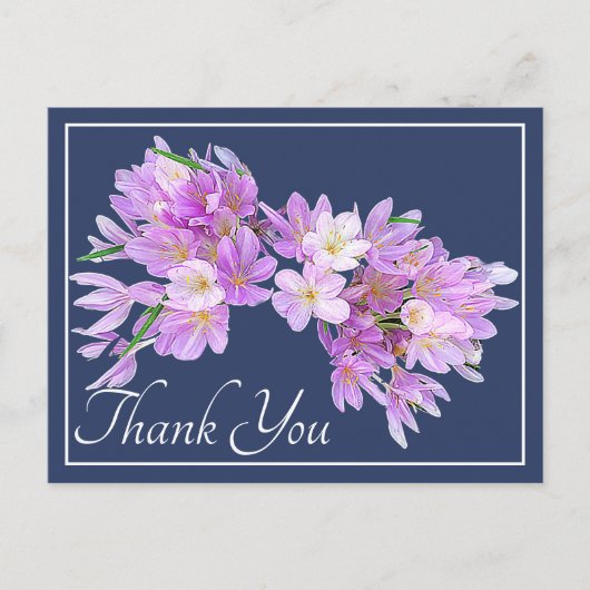 Modern Pink Purple Crocus Floral Pretty Thank You Briefkaart (Voorkant)