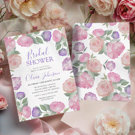 Modern Pink & Purple Floral Bridal Shower Kaart