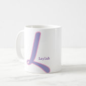 Modern Pink & Purple Monogram Personalized Name L Koffiemok (Voorkant links)
