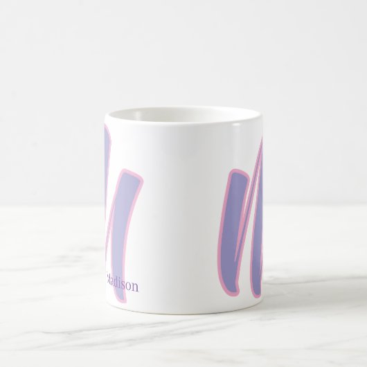 Modern Pink & Purple Monogram Personalized Name M Koffiemok (Center)
