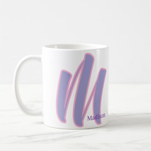 Modern Pink & Purple Monogram Personalized Name M Koffiemok (Links)