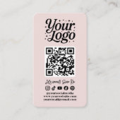 Modern Pink QR Code Social Media Icons Logo Photo Visitekaartje (Voorkant)