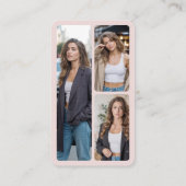 Modern Pink QR Code Social Media Icons Logo Photo Visitekaartje (Achterkant)