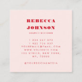 Modern Pink Red Bold Hi Vierkante Visitekaartje (Achterkant)