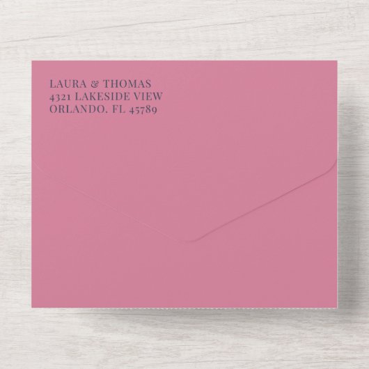 Modern Pink & Red Floral Wedding All In One Uitnodiging (Achterkant)