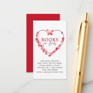 Modern Pink Red Hearts Baby shower Boeken voor Bab Informatiekaartje
