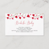 Modern Pink Red Hearts Baby shower Boeken voor Bab Informatiekaartje (Voorkant)