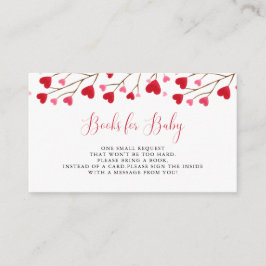 Modern Pink Red Hearts Baby shower Boeken voor Bab Informatiekaartje