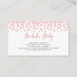 Modern Pink Red Hearts Baby shower Boeken voor Bab Informatiekaartje