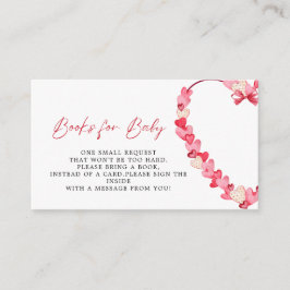 Modern Pink Red Hearts Baby shower Boeken voor Bab Informatiekaartje