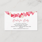 Modern Pink Red Hearts Baby shower Boeken voor Bab Informatiekaartje (Voorkant)