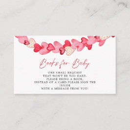 Modern Pink Red Hearts Baby shower Boeken voor Bab Informatiekaartje