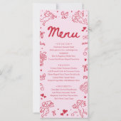 Modern Pink Red Hearts Hand Drawn Valentine Menu (Voorkant)