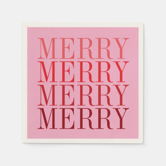Modern Pink Red Merry Holiday Christmas Retro Servet (Voorkant)