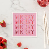 Modern Pink Red Merry Holiday Christmas Retro Servet (Insitu)