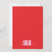 Modern Pink Red Minimalist 21st Birthday Kaart (Achterkant)