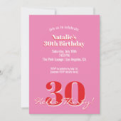 Modern Pink Red Minimalist 30th Birthday Kaart (Voorkant)
