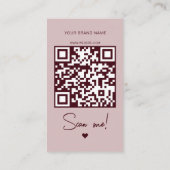 Modern pink red order thank you QR code  Visitekaartje (Achterkant)