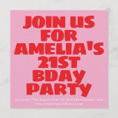 Modern Pink Red Photo Playful Bold Birthday 21st Kaart (Voorkant)