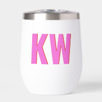 Modern Pink Red Shadow Monogram Personalized