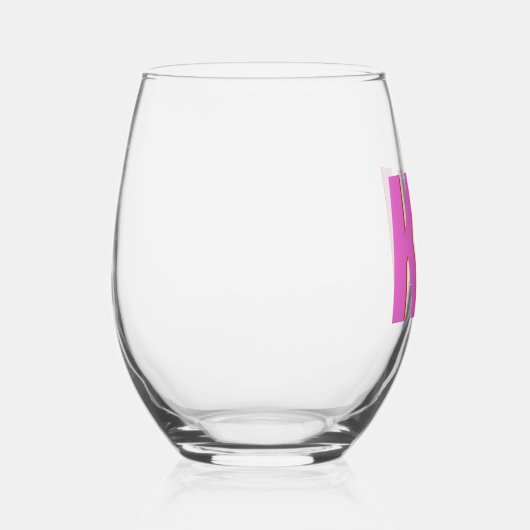 Modern Pink Red Shadow Monogram Personalized Wijnglas Zonder Voet (Rechts)