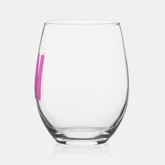 Modern Pink Red Shadow Monogram Personalized Wijnglas Zonder Voet (Links)