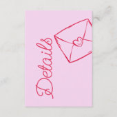 Modern Pink & Red Sketch Wedding Details Informatiekaartje (Voorkant)