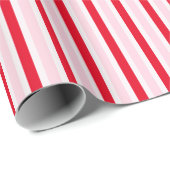 Modern Pink Red Striped Christmas Cadeaupapier (Rol Hoek)