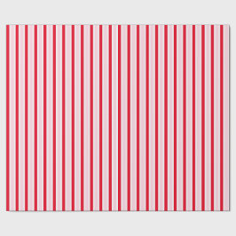 Modern Pink Red Striped Christmas Cadeaupapier