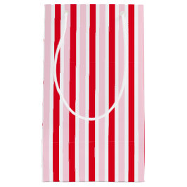 Modern Pink Red Striped Christmas Klein Cadeauzakje