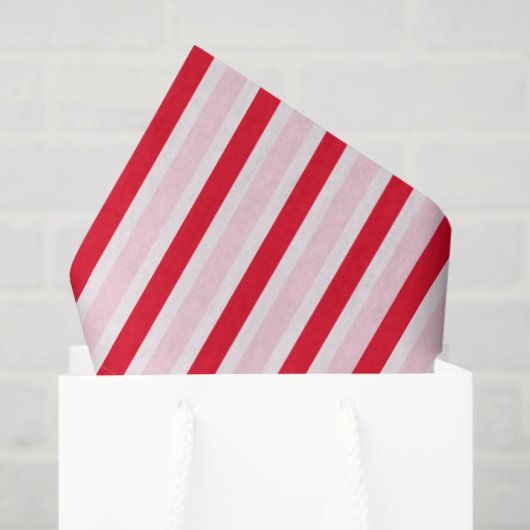 Modern Pink Red Striped Christmas Tissuepapier (Cadeauzakje)