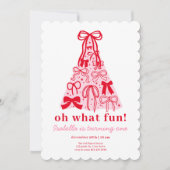 Modern Pink Red Tree Bow 1st Birthday Kaart (Voorkant)