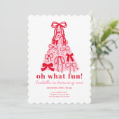 Modern Pink Red Tree Bow First Birthday Kaart (Staand voorkant)